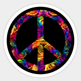 Peace And Love Symbol With Flower Power Sticker